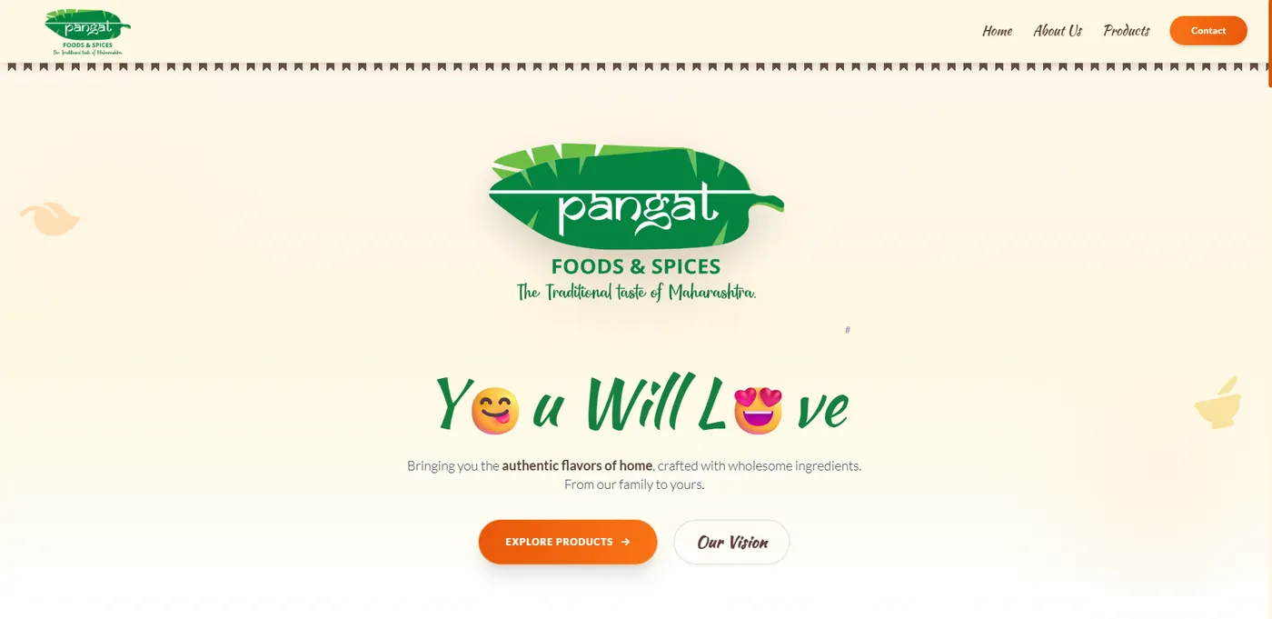 Pangat Foods & Spices website design
