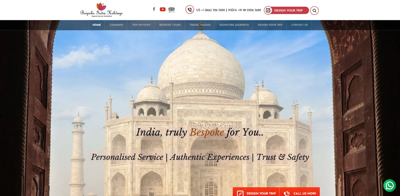 Bespoke India Holidays website design