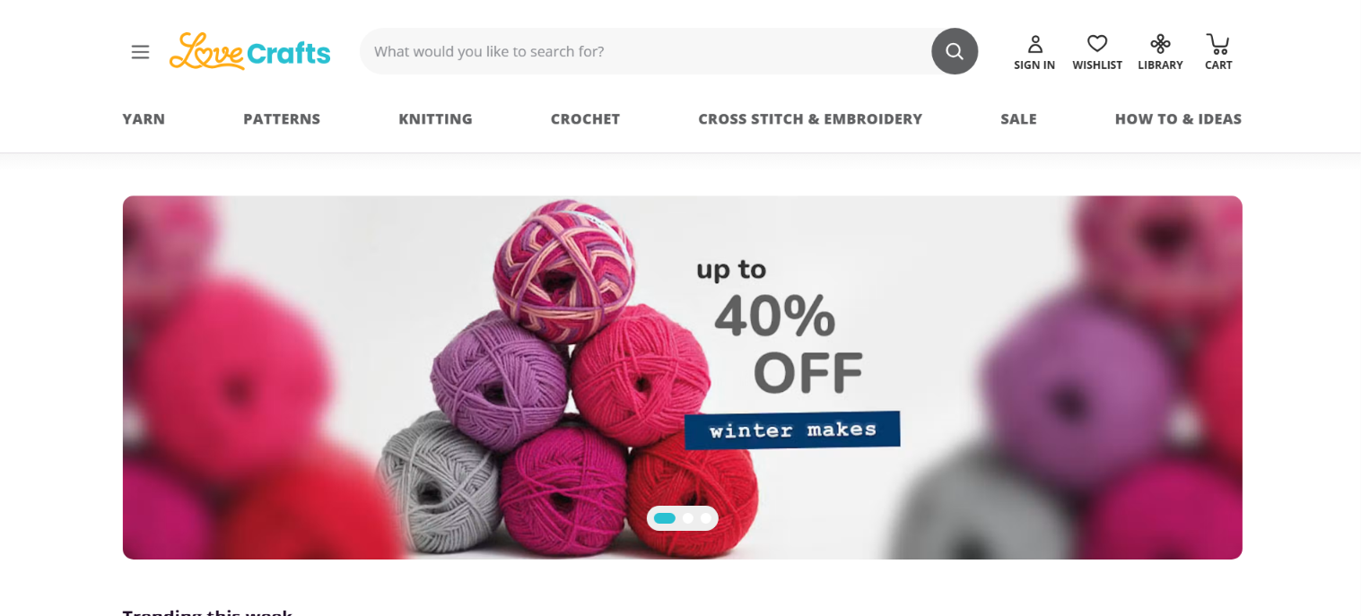 LoveCrafts website design